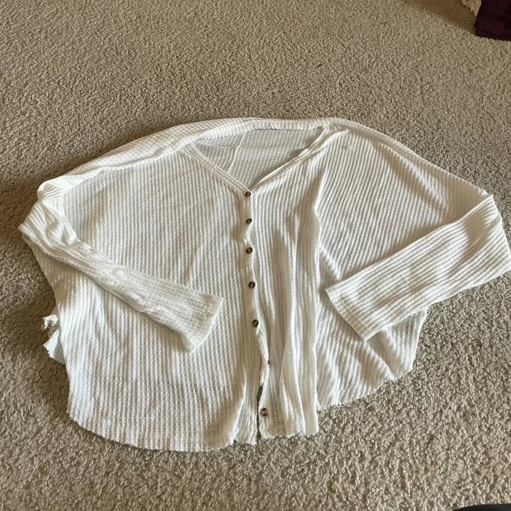 Urban Outfitters White Button-Up Sweater